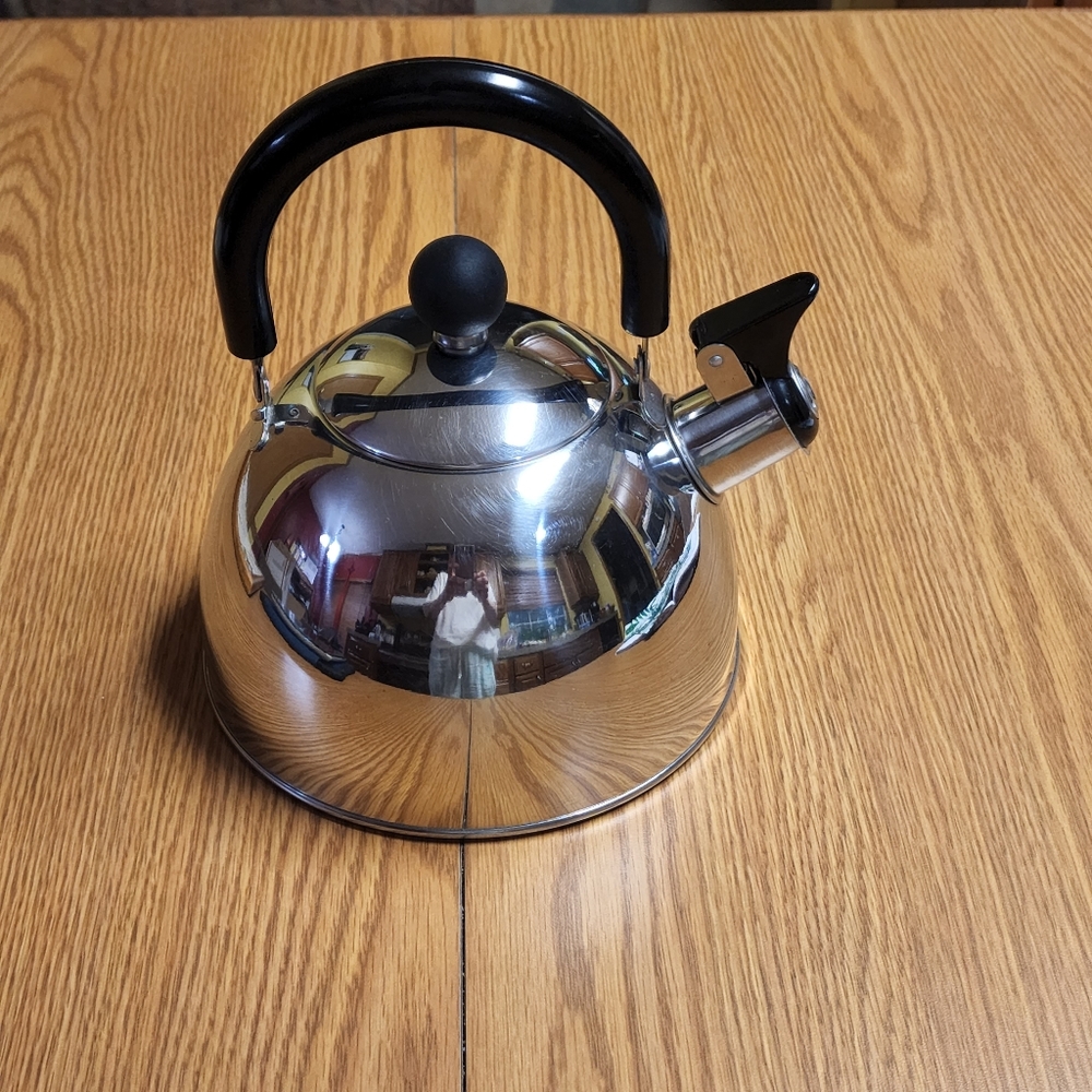 COPCO Whistling StainlessTea Kettle With Black Folding Handle